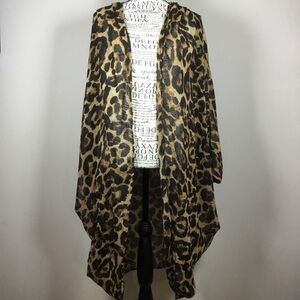 Sheer leopard animal print duster kimono robe brown and tan one size floaty boho